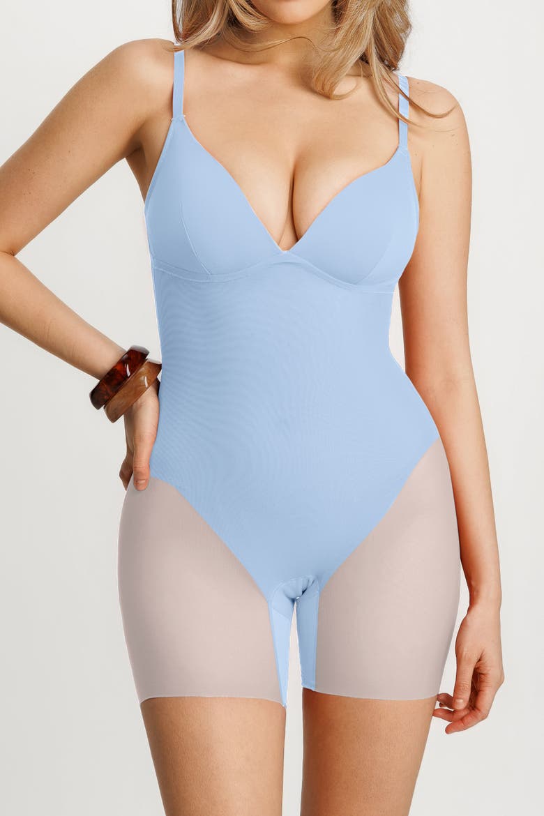 Zip Front Two-Piece Sculpting Mini Dress, Alternate, color, Powder Blue