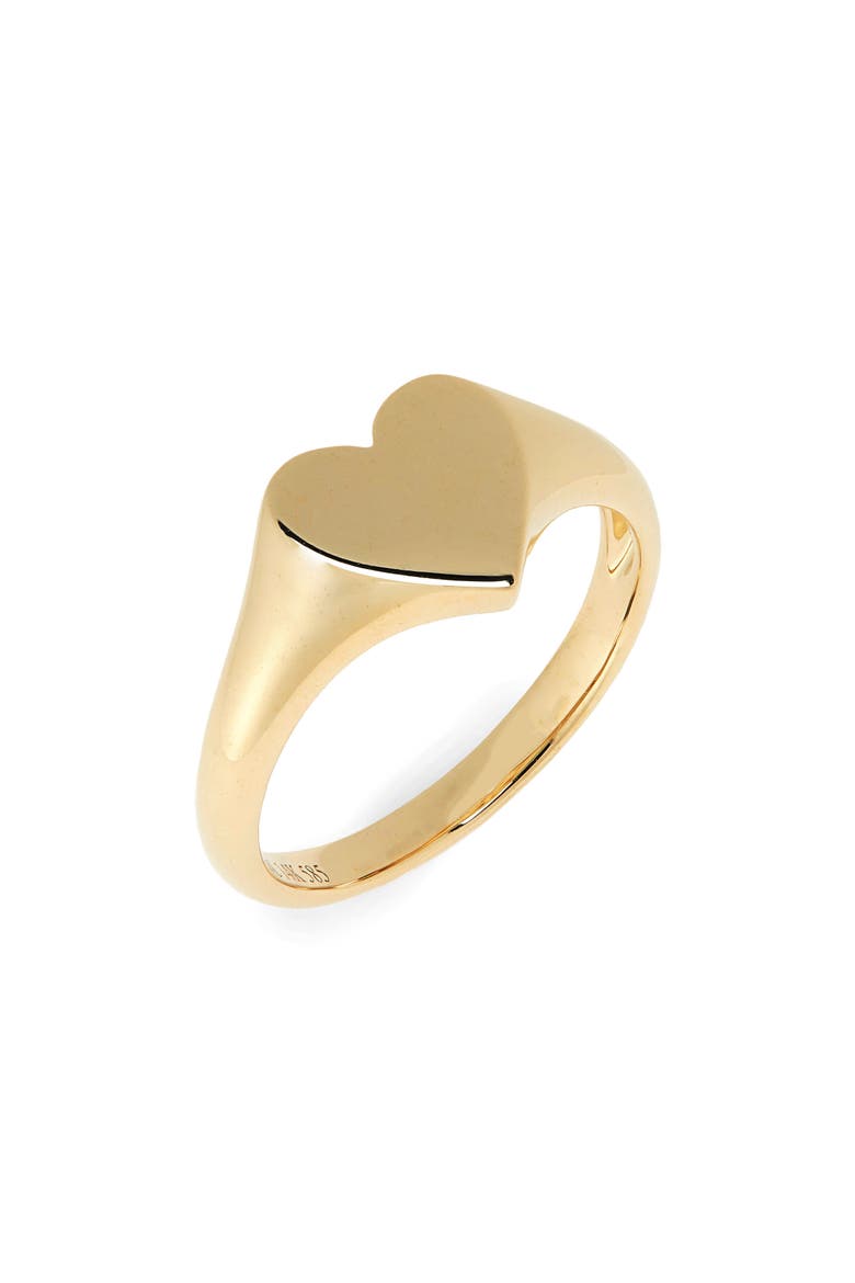 Gold Heart Pinky Ring, Main, color, YELLOW GOLD