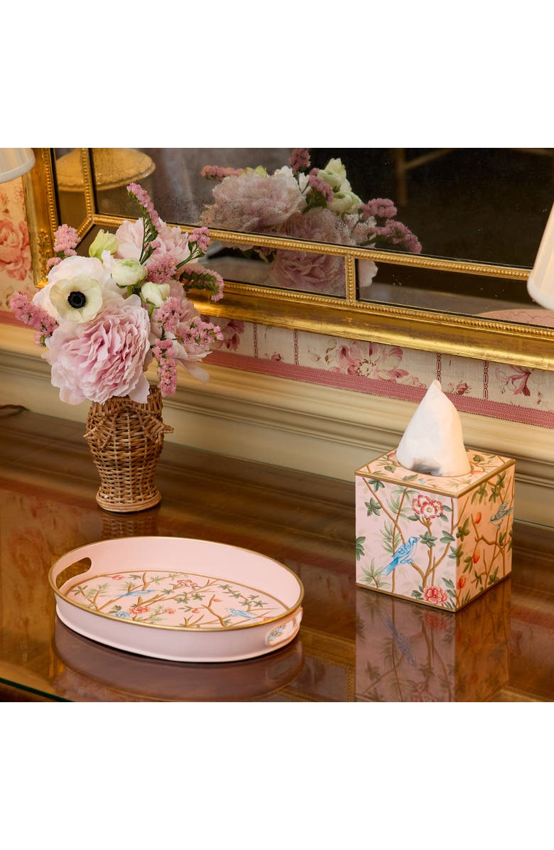 Mrs. Alice Pink Small Oval Chinoiserie Tole Tray, Alternate, color, Pink