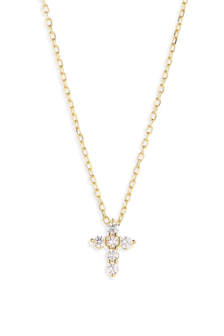 Cubic Zirconia Cross Pendant Necklace, Alternate, color, GOLD