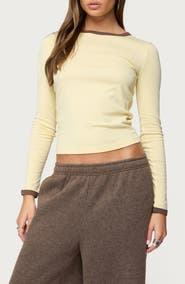 EDIKTED Zander Long Sleeve Crop T-Shirt