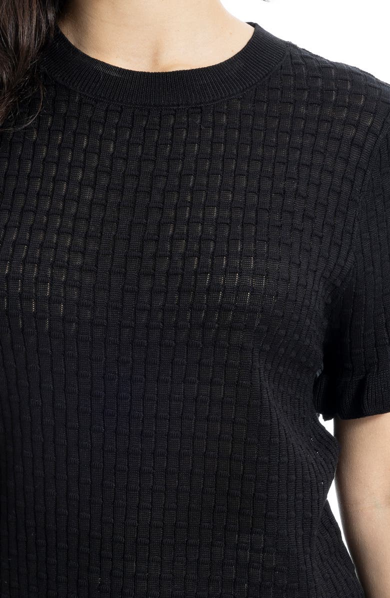 MAX STUDIO Ruffle Trim Short Sleeve Sweater, Alternate, color, Black