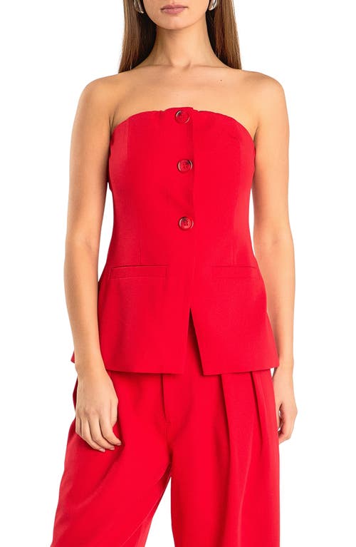 Endless Rose Button Strapless Top In Red