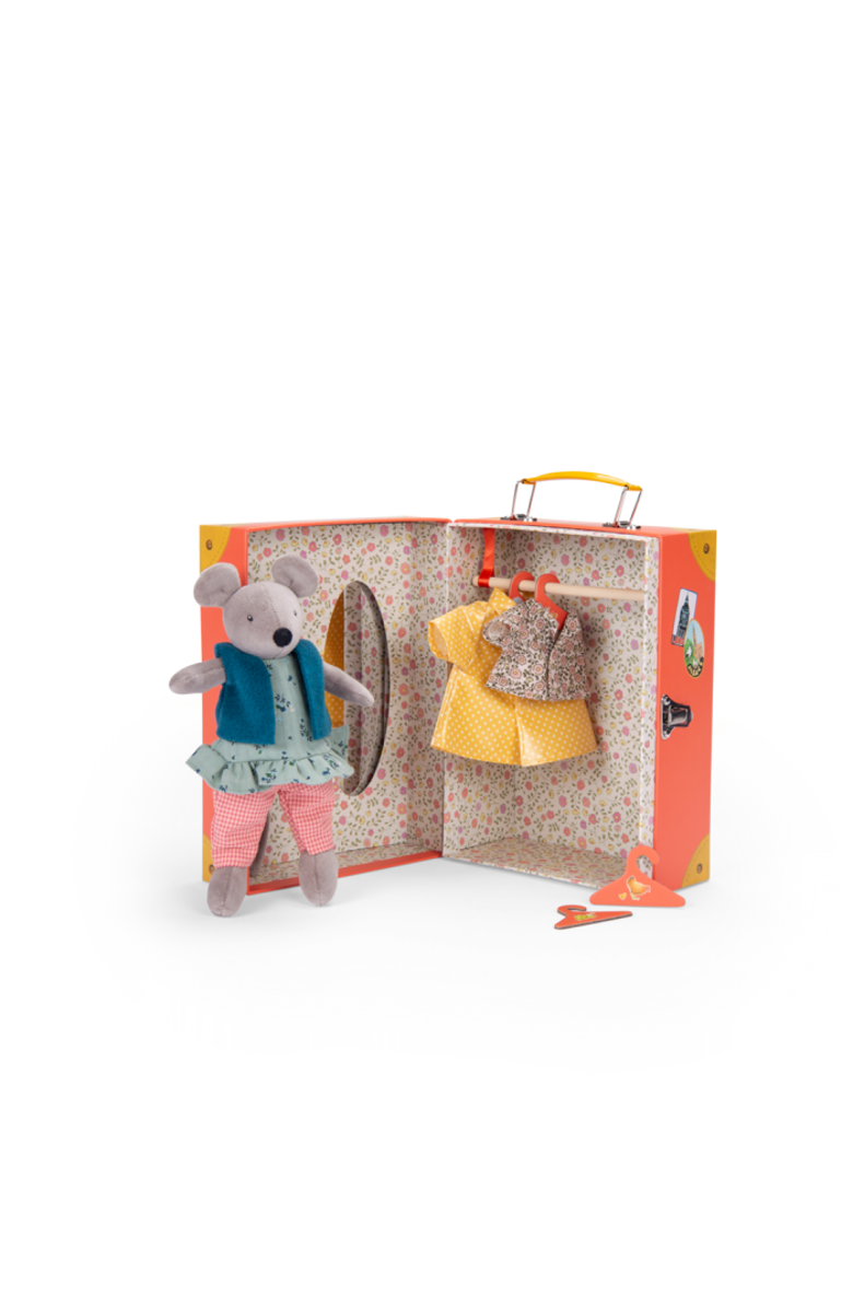 Moulin Roty Nini Little Wardrobe Suitcase The Big Family, Alternate, color, Orange