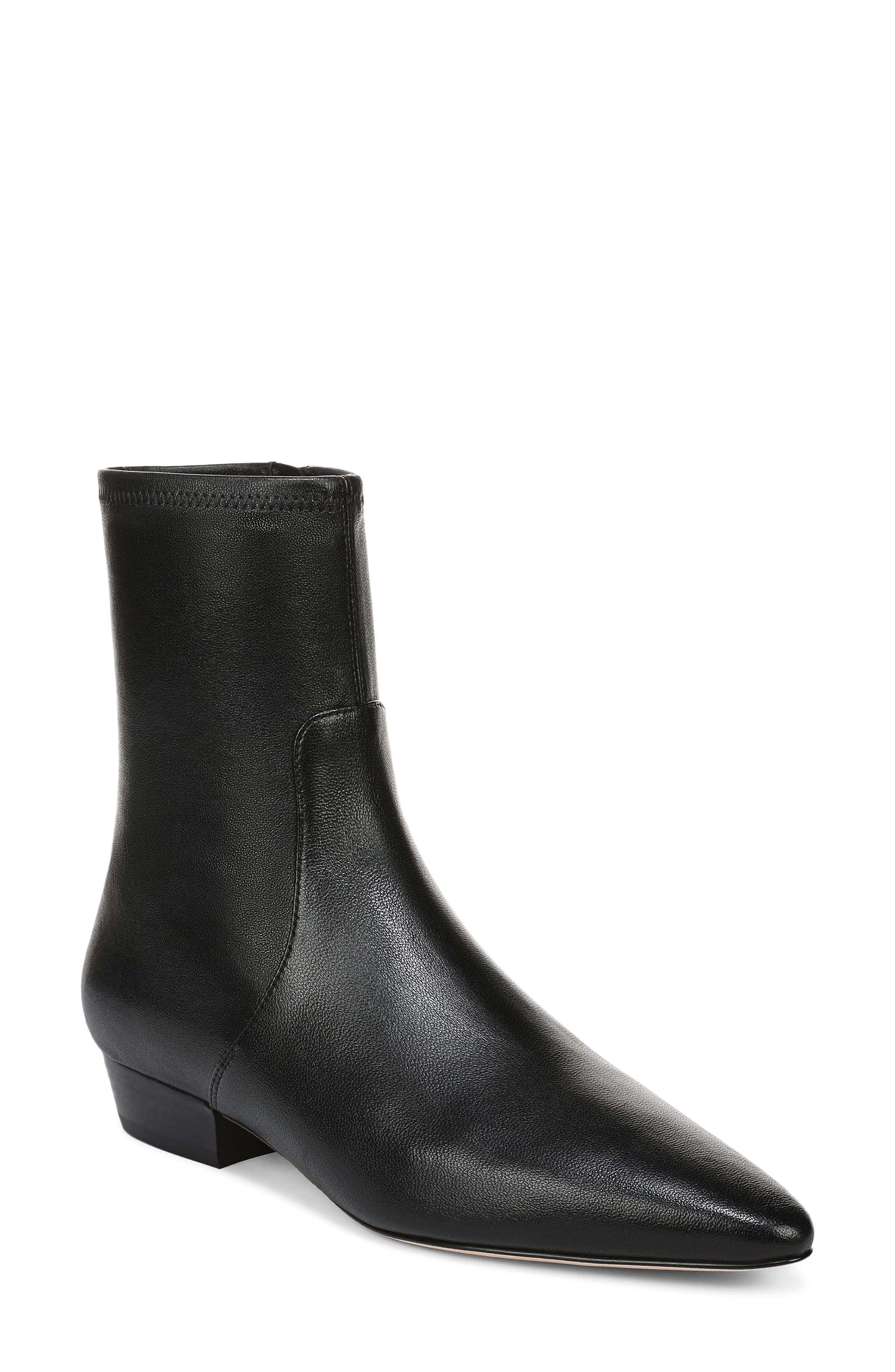 Glinda Leather Bootie, Main, color, BLACK NAPPA