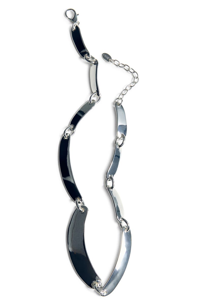 MANGO Linked Plate Necklace, Alternate, color, Silver