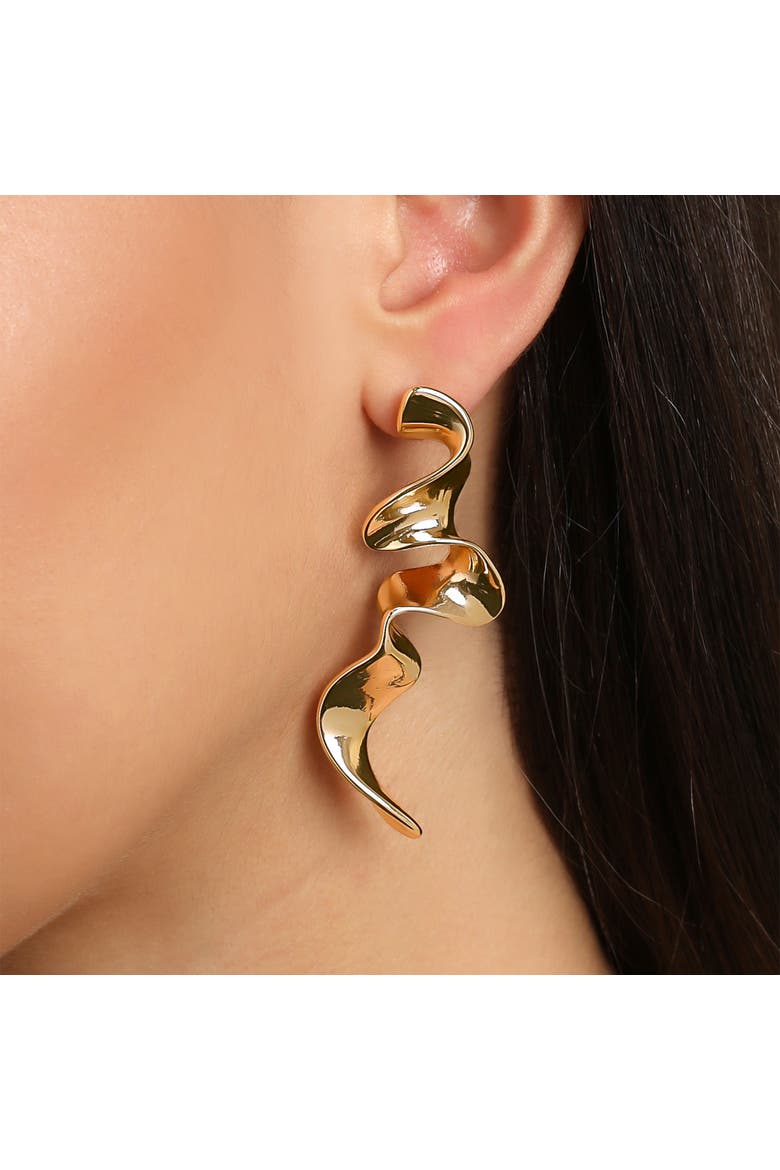 Gold-Tone Squiggle Earrings, Alternate, color, Gold