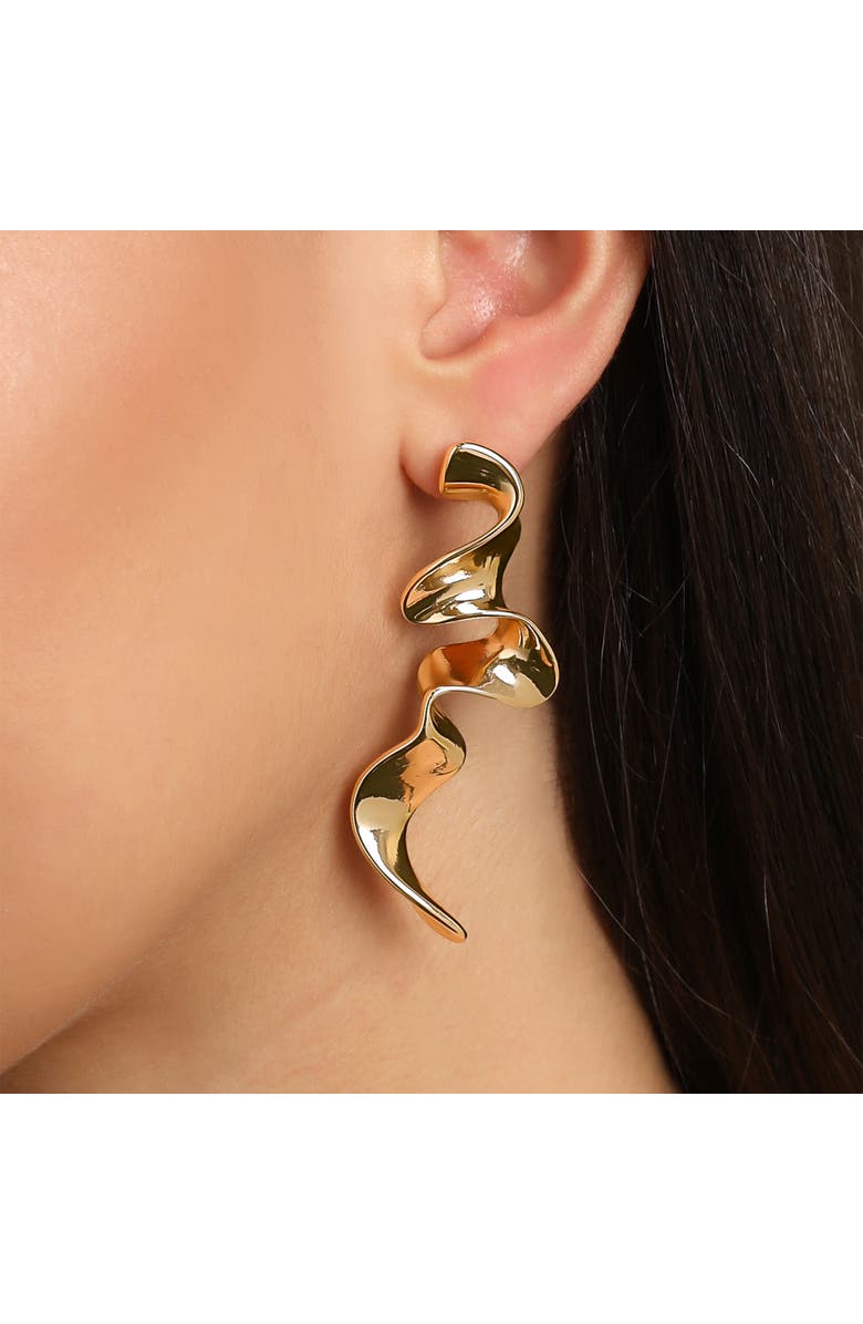 BCBG Gold-Tone Squiggle Earrings, Alternate, color, Gold