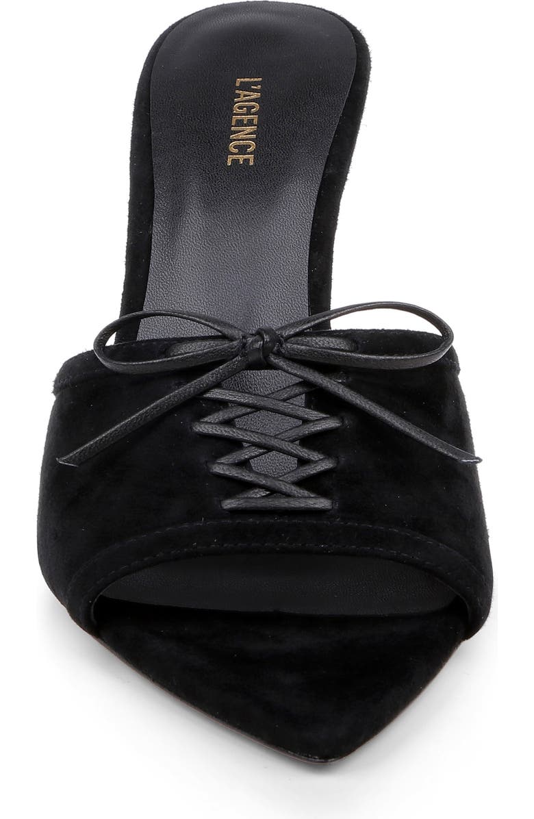 L'AGENCE Thames II Lace Up Pointed Toe Leather Mule, Alternate, color, Black Suede