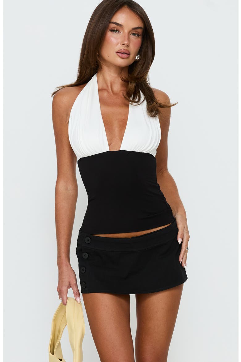 Bessi Button Trim Cotton Skort, Alternate, color, BLACK