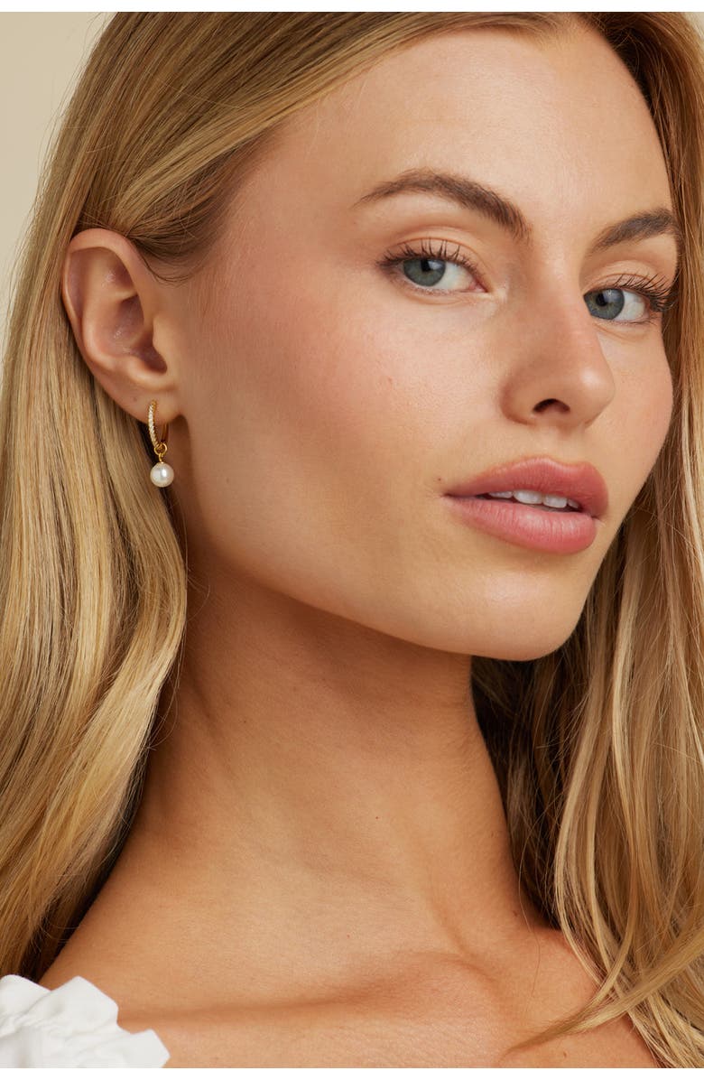 Untamed Petals Perfectly Poised Pearl Hoops, Alternate, color, Gold