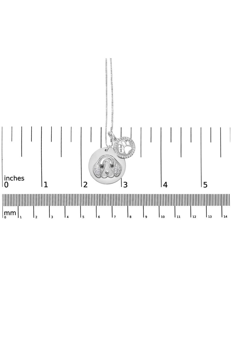 Silver 1/5 Cttw White and Black Diamond Beagle Dog Charm 18" Pendant Necklace, Alternate, color, White