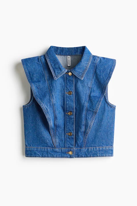 Flounce-trimmed Denim Waistcoat