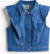 H&M Flounce-trimmed Denim Waistcoat