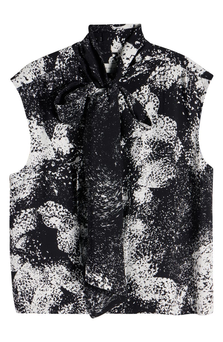 Dries Van Noten Cecussi Abstract Floral Tie Neck Top, Alternate, color, Black