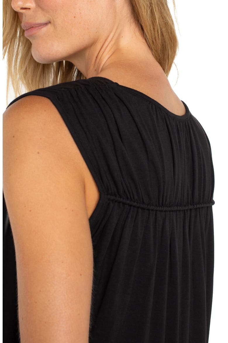 Shirred Sleeveless Knit Top, Alternate, color, BLACK