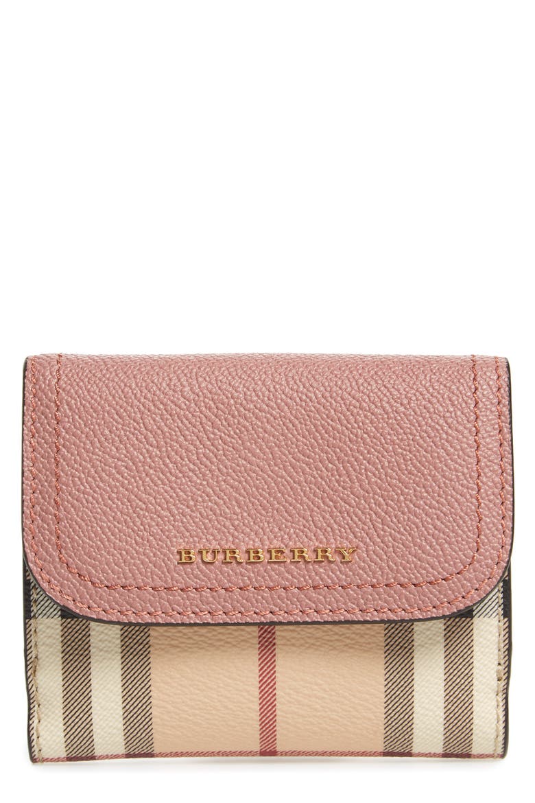 Luna French Haymarket Check Wallet, Main, color, DUSTY PINK/ MULTI