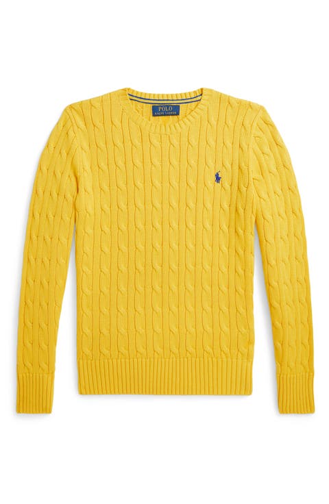 Kids' Cabled Cotton Crewneck Sweater (Big Kid)