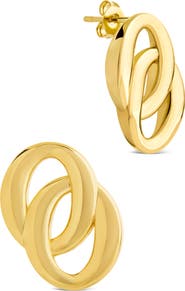 Sterling Forever Sibylle Interlocking Ring Stud Earrings