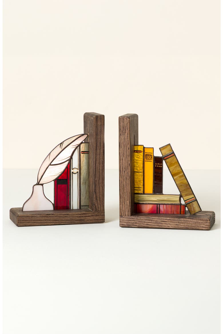 Stained Glass Library Bookends, Alternate, color, Multi