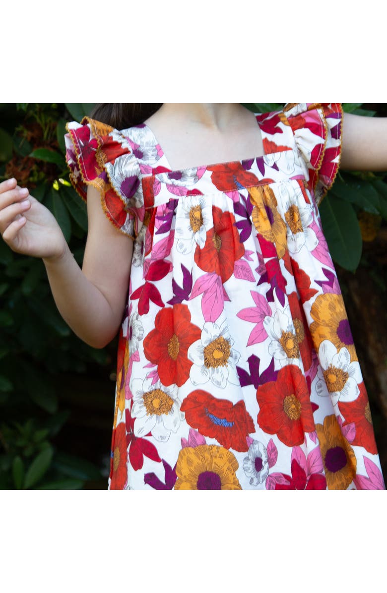 Beet World Girls Everly Square Neck Dress, Alternate, color, Red And Orange