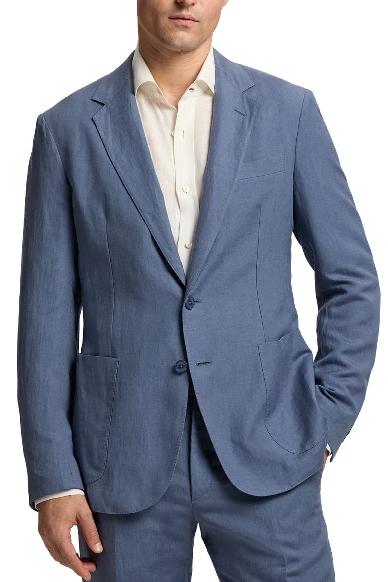 Single Breasted Silk & Linen Sport Coat, Main, color, VINTAGE INDIGO