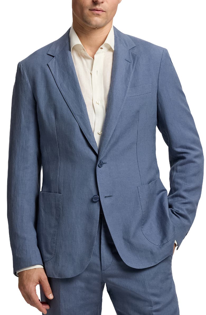 Ralph Lauren Purple Label Single Breasted Silk & Linen Sport Coat, Main, color, Vintage Indigo