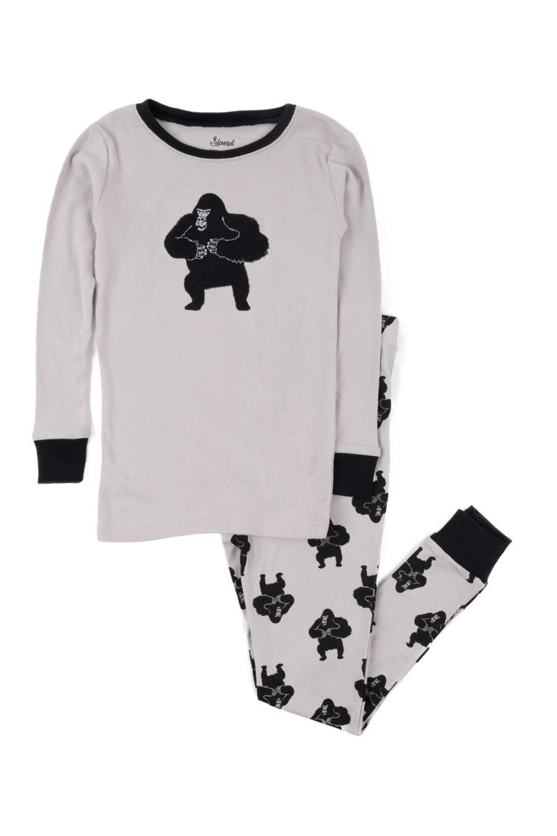Cotton Two-Piece Printed Pajamas, Animals & Characters, Alternate, color, GREY