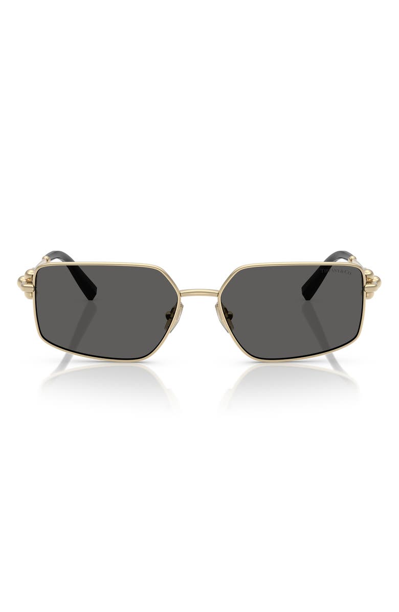 Tiffany & Co. 58mm Rectangular Sunglasses, Main, color, Pale Gold / Dark Grey