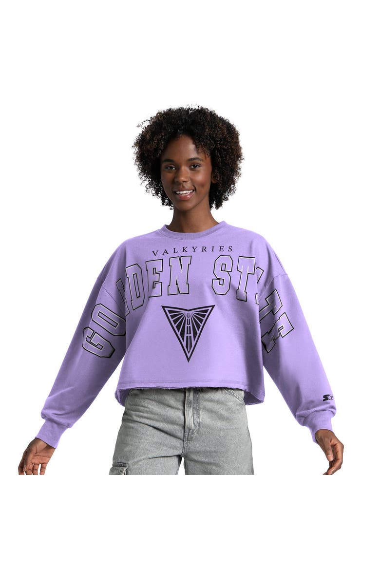Women's Starter  Purple Golden State Valkyries Bleachers Cropped Drop Shoulder Sweatshirt, Main, color, Purple