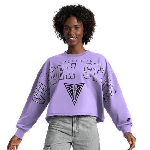 Women's Starter  Purple Golden State Valkyries Bleachers Cropped Drop Shoulder Sweatshirt
