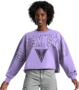 STARTER Women's Starter  Purple Golden State Valkyries Bleachers Cropped Drop Shoulder Sweatshirt