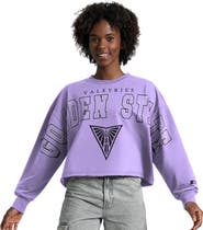 STARTER Women's Starter  Purple Golden State Valkyries Bleachers Cropped Drop Shoulder Sweatshirt