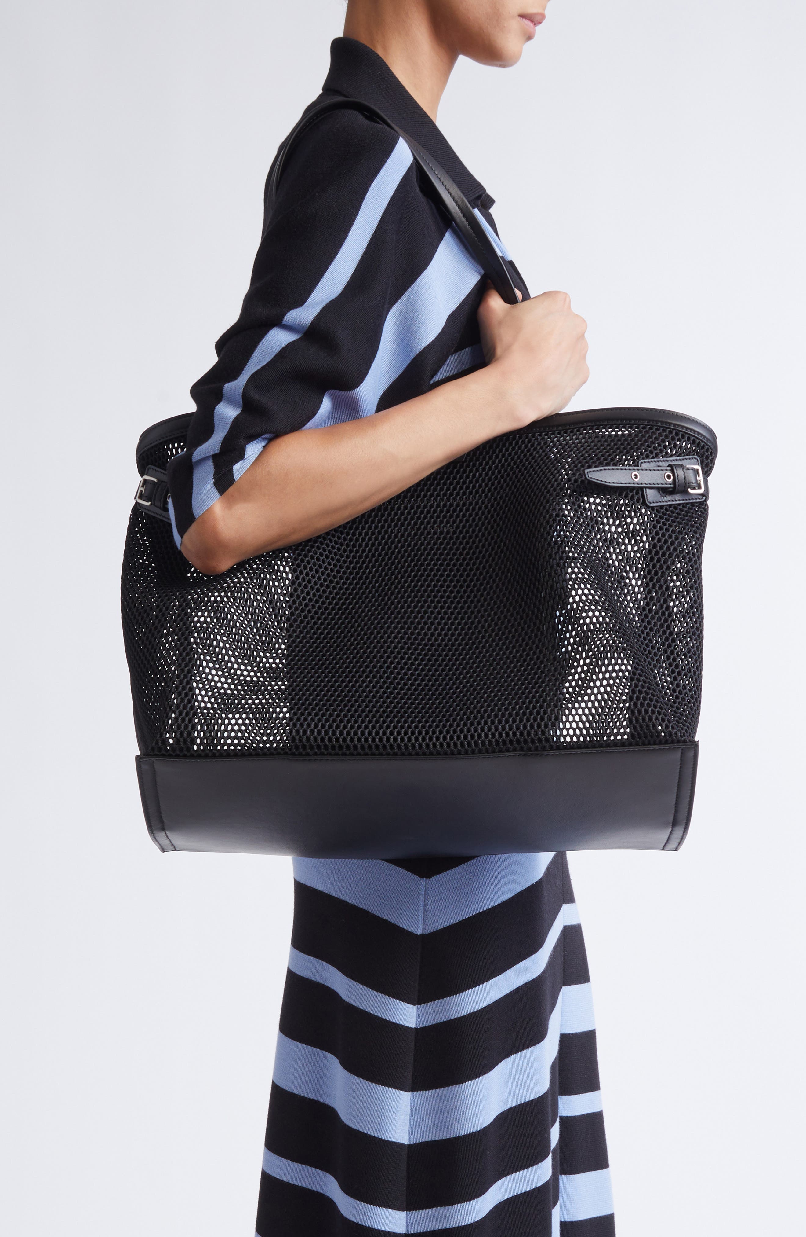 Proenza Schouler Days Caryall Mesh Tote, Alternate, color, Black