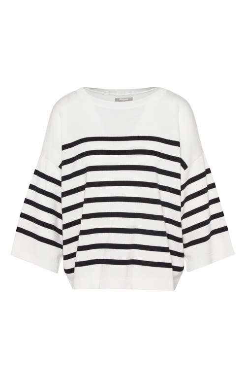 Barbour Renfew Stripe Sweater In Cloud Black Stripe