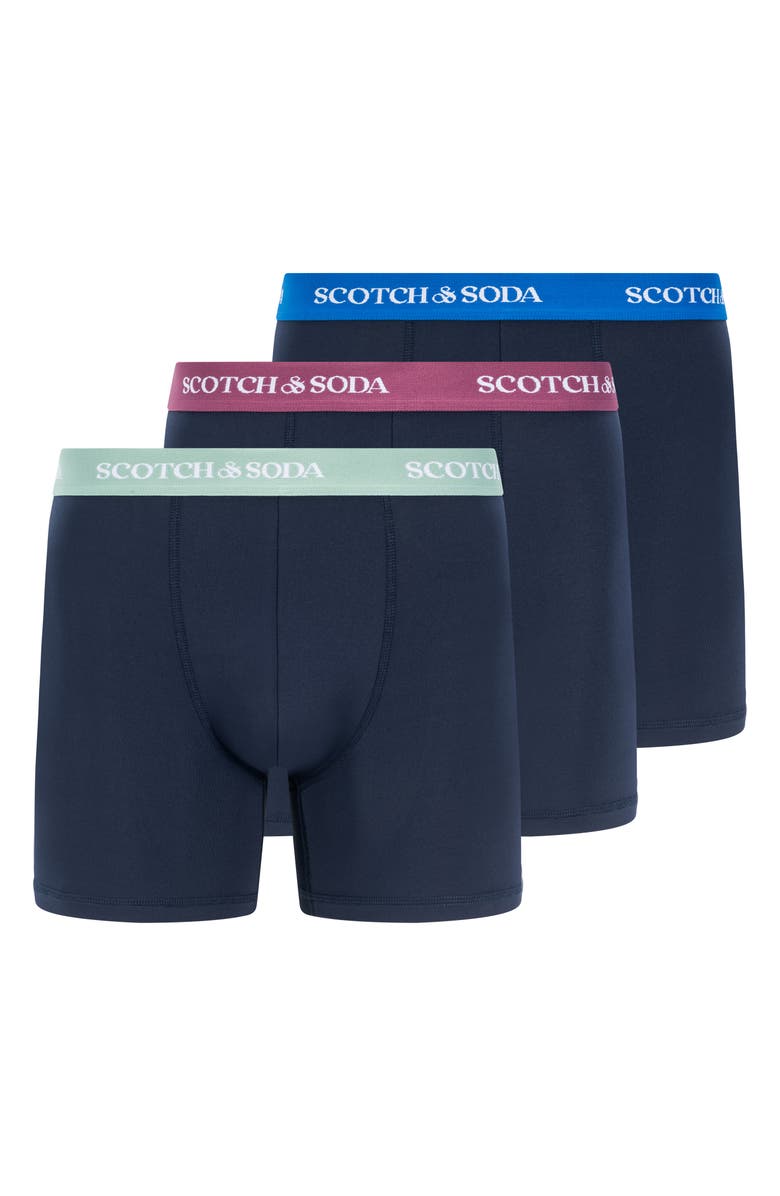 Scotch & Soda Assorted 3-Pack Stretch Boxer Briefs, Main, color, Navy/ Grey
