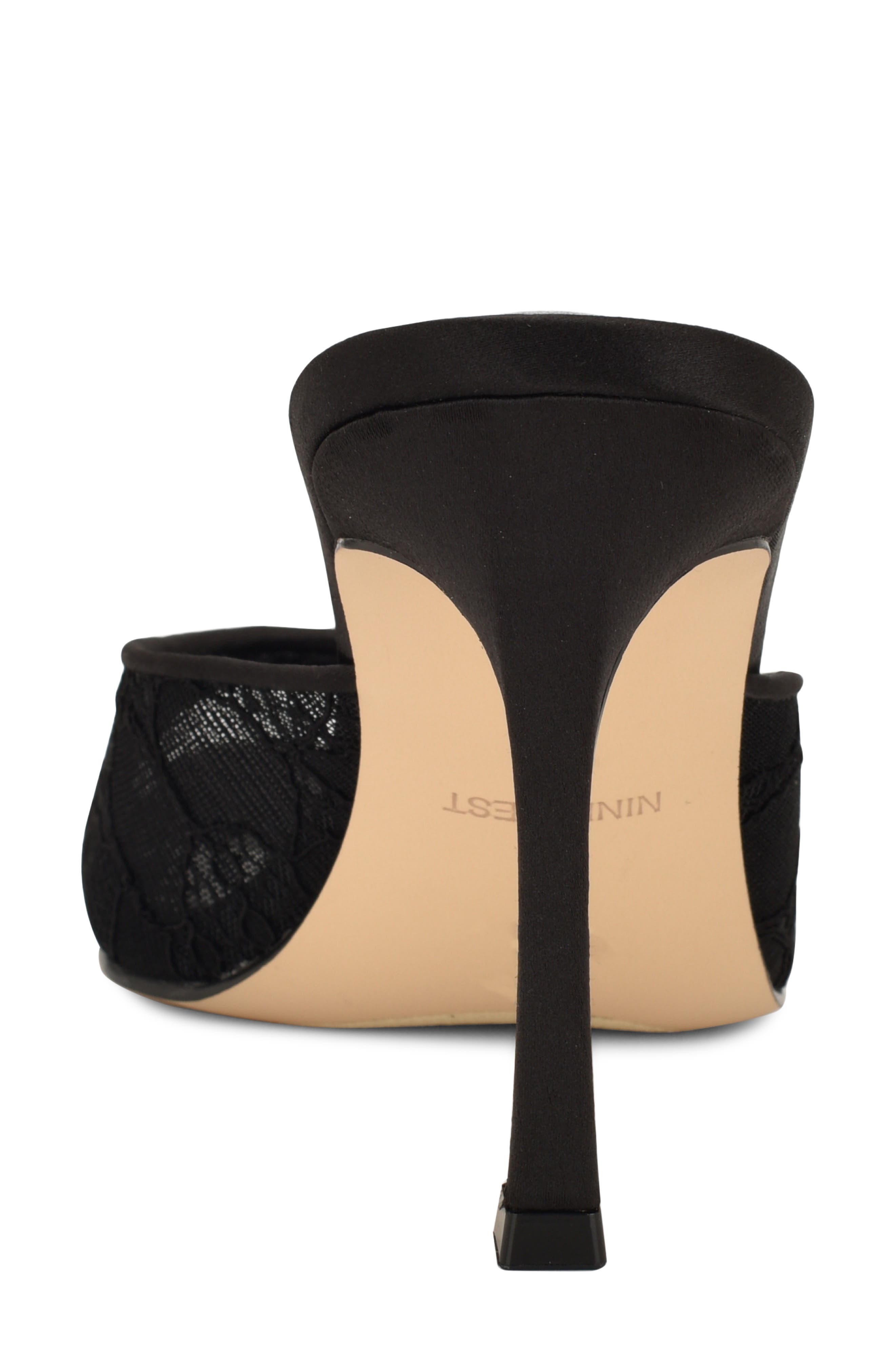 Nine West Kiscop Lace Slide Sandal, Alternate, color, Black