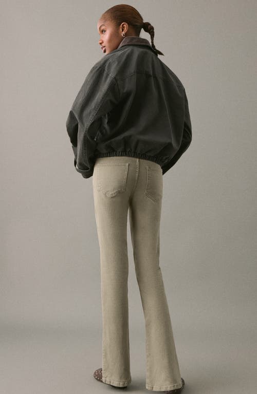 Mango Teen Twist Seam Mid Rise Flare Jeans In Green