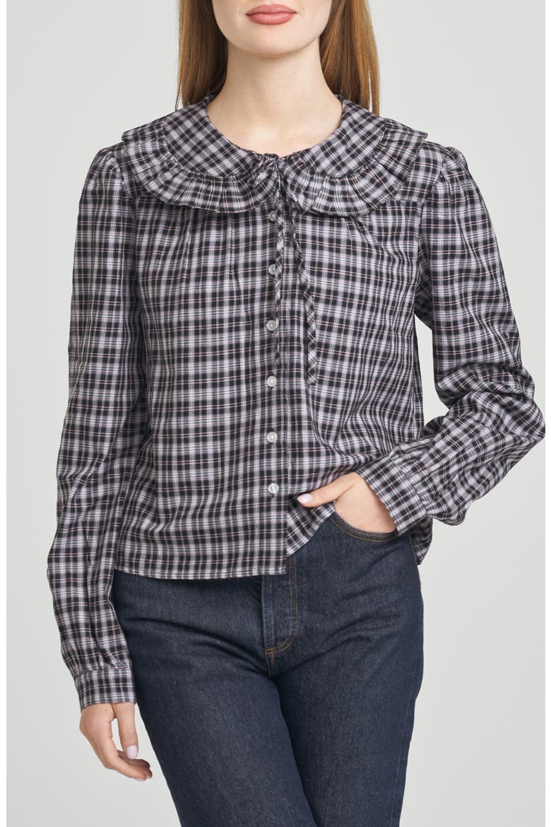 Dorothy Collared Shirt, Main, color, BLACK PLAID