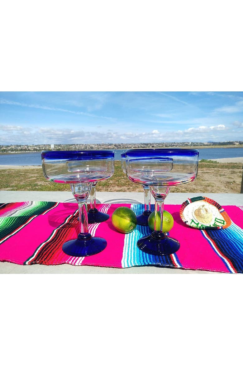 Rim Margarita Glasses - Set of 4, Alternate, color, Cobalt Rim