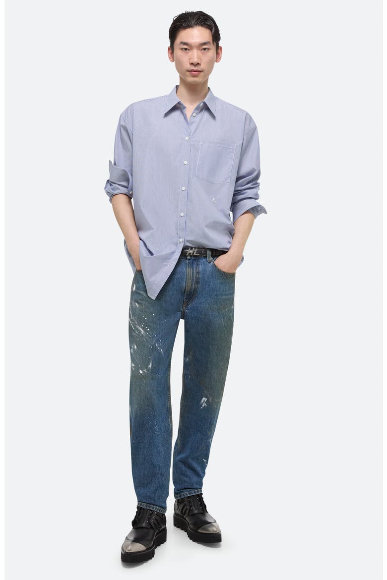 Oversize Microstripe Button-Up Shirt, Alternate, color, BLST