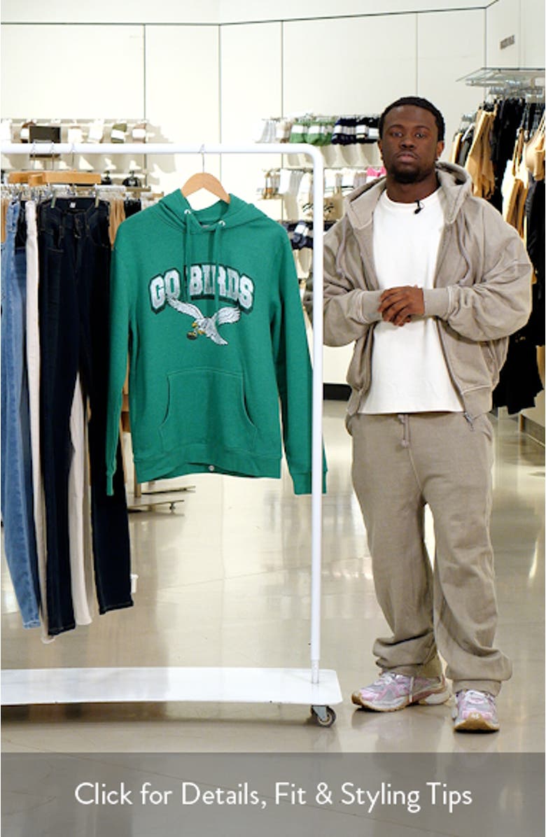 Men's Fanatics Branded Kelly Green Philadelphia Eagles Gridiron Classics Go Birds Vintage Arch Pullover Hoodie, sales video thumbnail