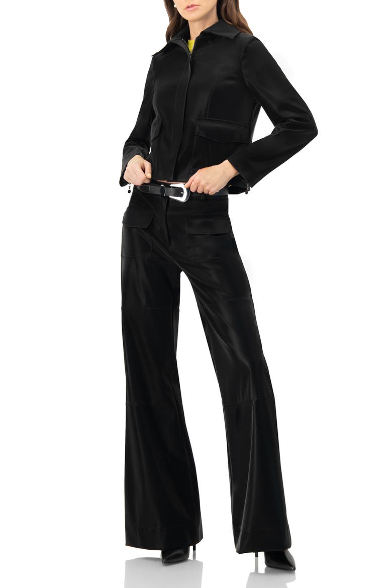 High Shine Biker Jacket, Alternate, color, Black
