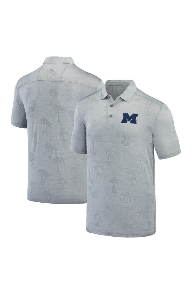 Tommy Bahama Men's Tommy Bahama Gray Michigan Wolverines Sport Palm Coast Palmera IslandZone Polo, Main, color, 