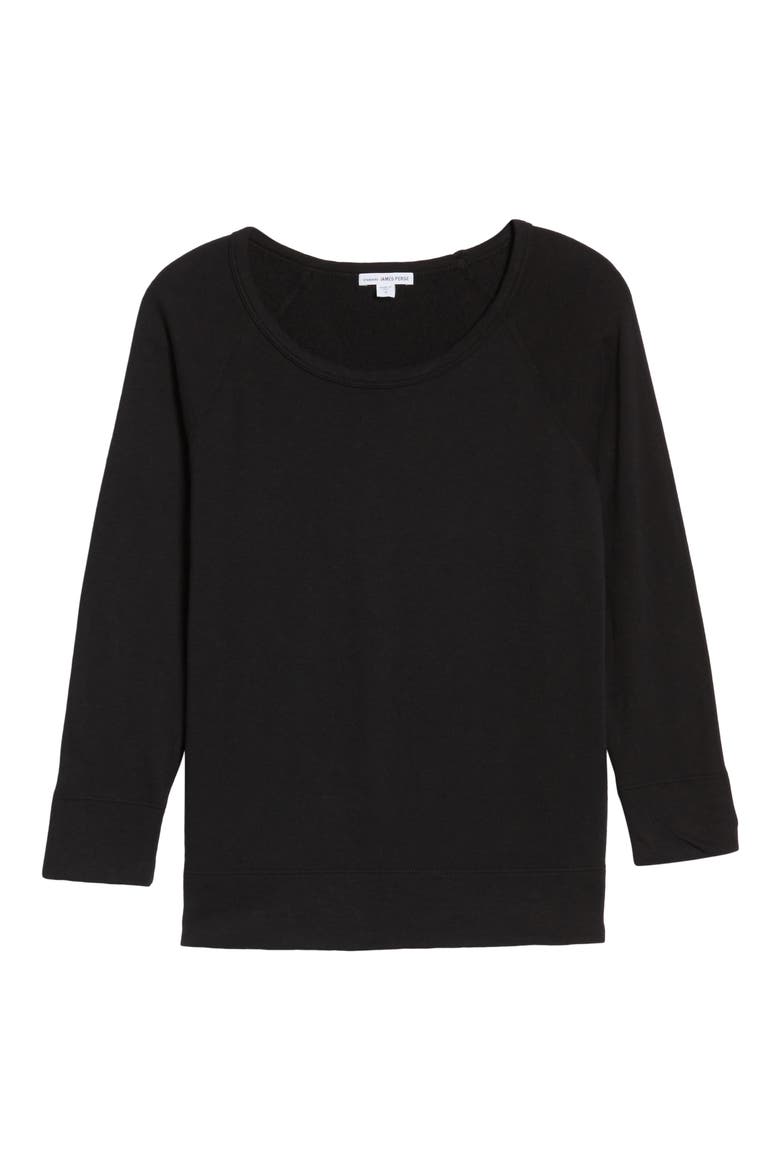 'Vintage' Cotton Raglan Pullover, Alternate, color, BLACK