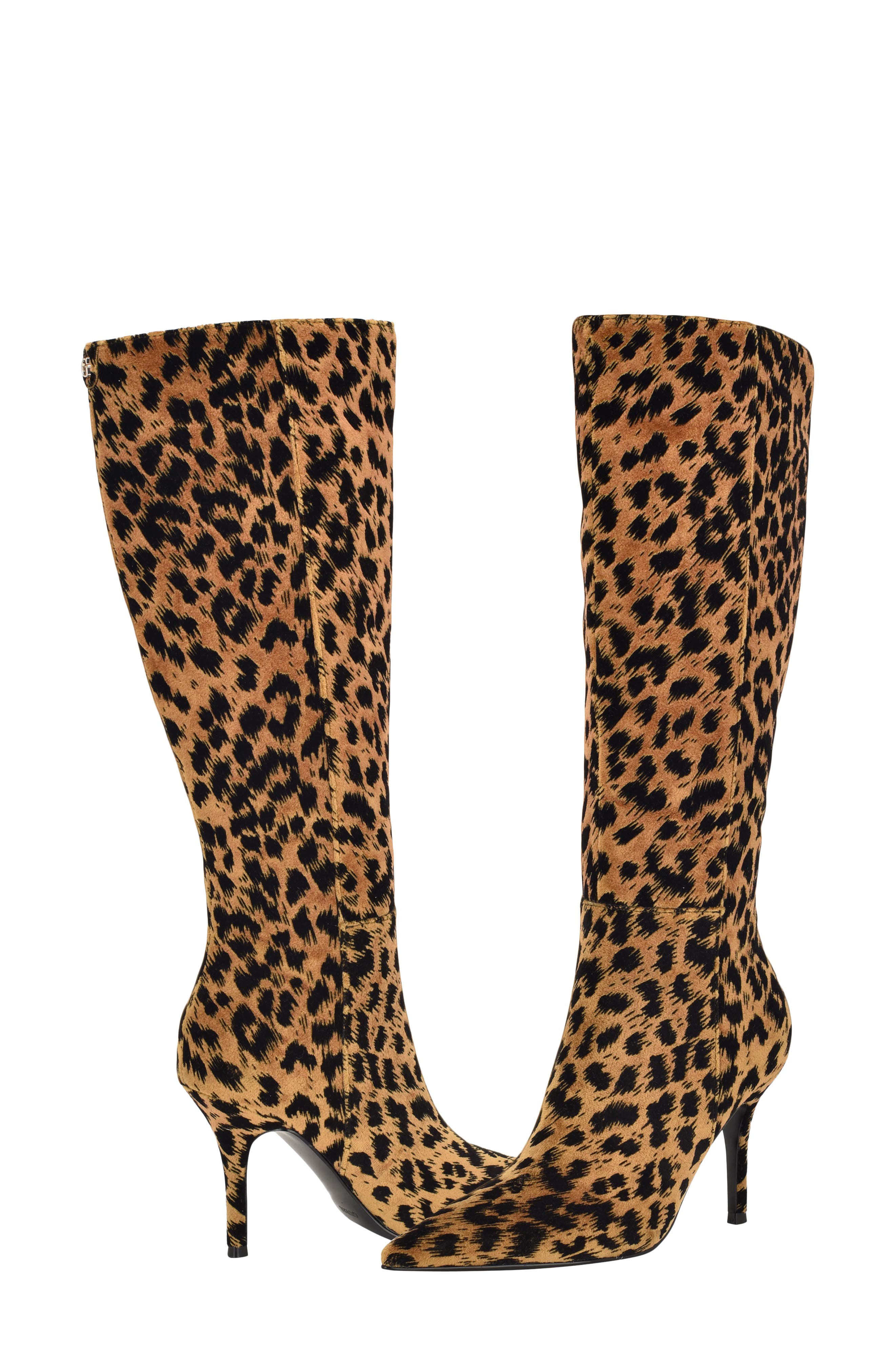 GUESS Gressa Knee High Pointed Toe Boot, Alternate, color, Medium Brown