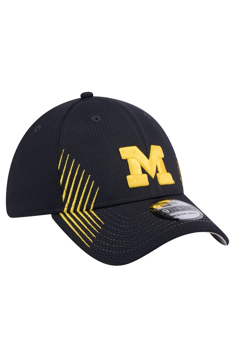 New Era Men's New Era Navy Michigan Wolverines Active Slash Sides 39THIRTY Flex Hat, Alternate, color,