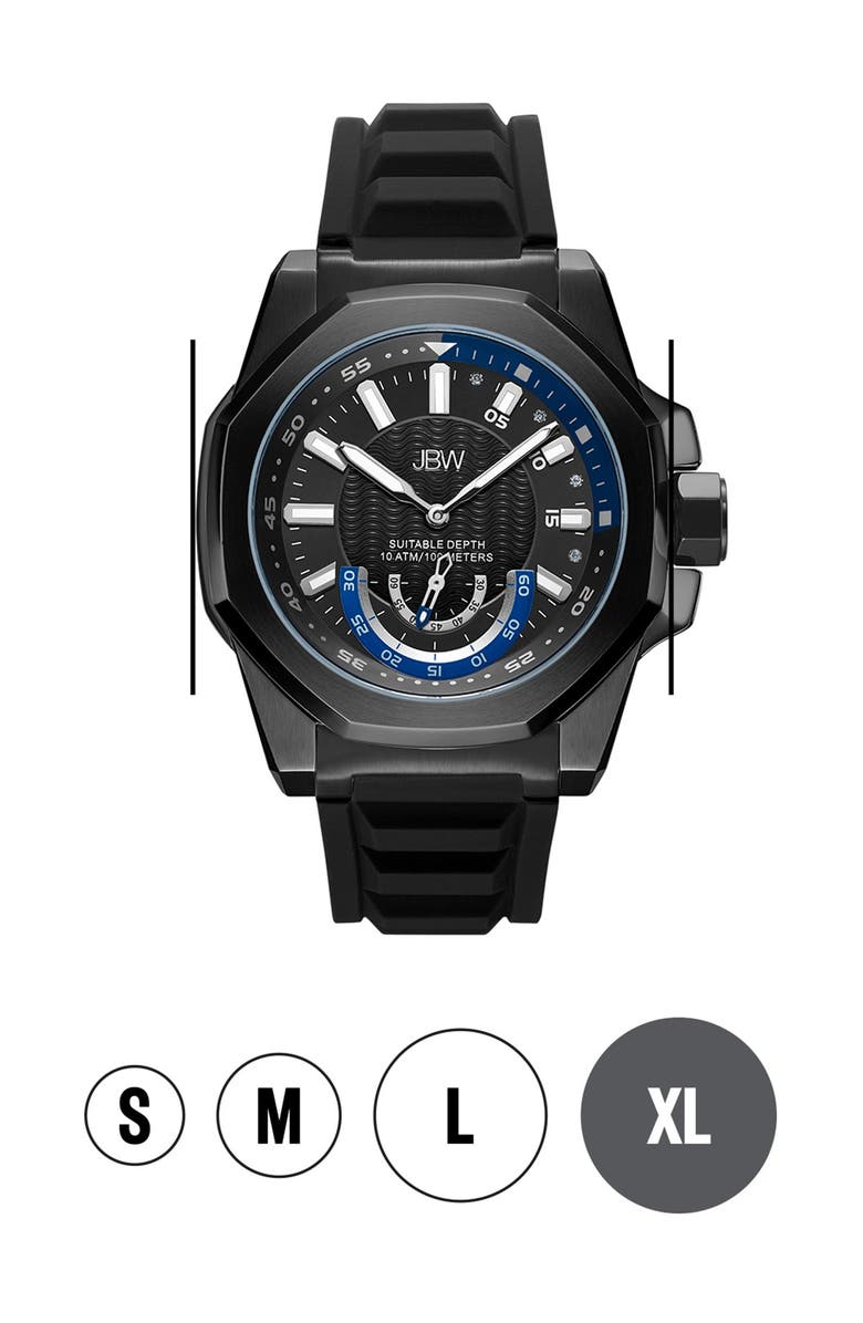 JBW Men's Delmare Diamond Silicone Strap Watch, 50mm - 0.04 ctw, Alternate, color, 