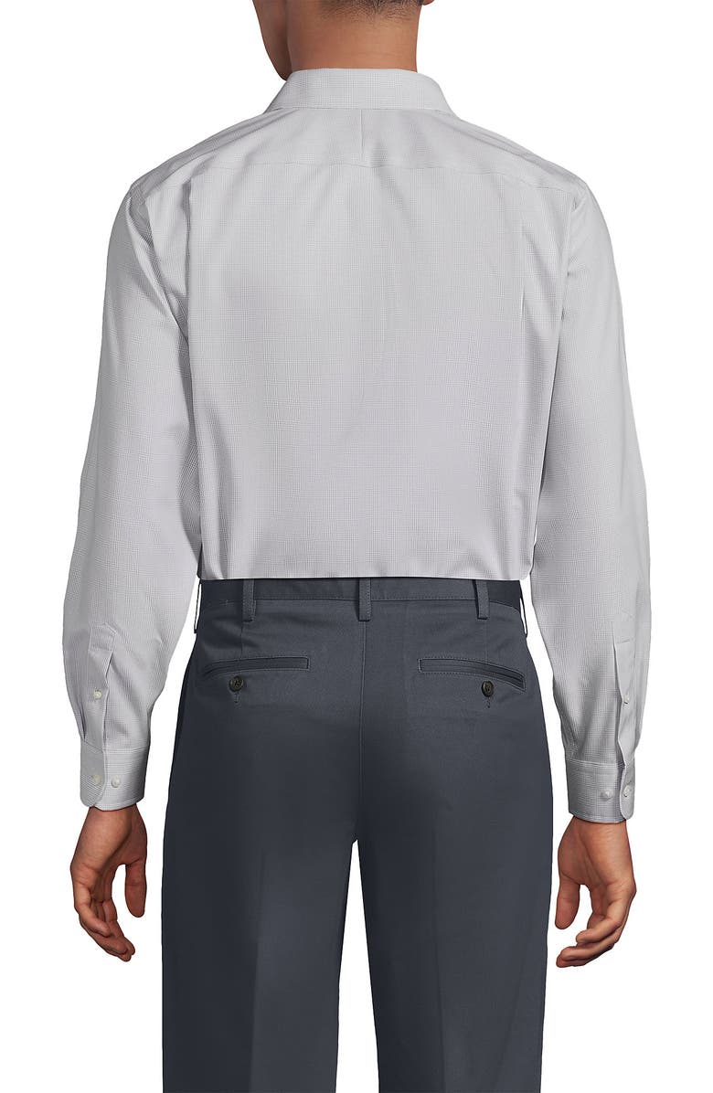 Lands' End Solid No Iron Supima Pinpoint Straight Collar Dress Shirt, Alternate, color, Fog Gray Glen Plaid