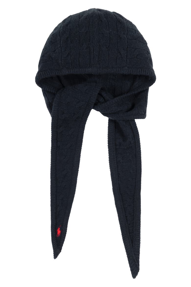 Cable Knit Hoodie Wrap, Main, color, HUNTER NAVY